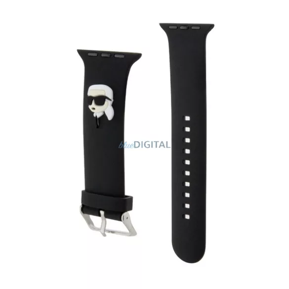 KARL LAGERFELD KARL HEAD NFT Strap (dimensiune personalizată, mică, silicon, cataramă metalică) BLACK Apple Watch Series 5 40mm, Watch Series 4 40mm, Watch Series 3 38mm