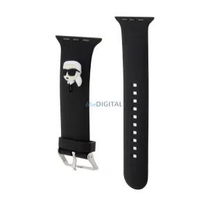 KARL LAGERFELD KARL HEAD NFT Strap (dimensiune personalizată, mare, silicon, cataramă metalică) BLACK Apple Watch Series 5 44mm, Watch Series 4 44mm, Watch Series 3 42mm