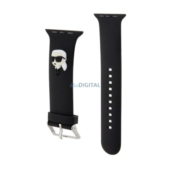 KARL LAGERFELD KARL HEAD NFT Strap (dimensiune personalizată, mare, silicon, cataramă metalică) BLACK Apple Watch Series 5 44mm, Watch Series 4 44mm, Watch Series 3 42mm