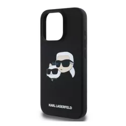   HUSĂ! - KARL LAGERFELD LIQUID SILICONE DOUBLE HEADS MAGSAFE silicon protector de telefon (rezistent la impact, MagSafe) BLACK Apple iPhone 16 Pro Max