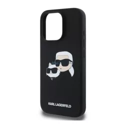   HUSĂ! - KARL LAGERFELD LIQUID SILICONE DOUBLE HEADS MAGSAFE silicon protector de telefon (rezistent la impact, MagSafe) BLACK Apple iPhone 16 Pro