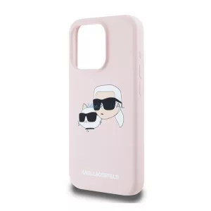 HUSĂ! - KARL LAGERFELD LIQUID SILICONE DOUBLE HEADS MAGSAFE silicon protector de telefon (rezistent la impact, MagSafe) ROSE COLOUR Apple iPhone 15 Pro