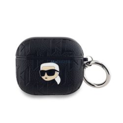   KARL LAGERFELD PU EMBOSSED KARL HEAD silicon caz (rezistent la șocuri, armband) BLACK Apple AirPods 3