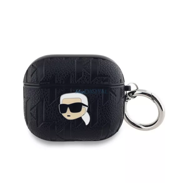KARL LAGERFELD PU EMBOSSED KARL HEAD silicon caz (rezistent la șocuri, armband) BLACK Apple AirPods 3