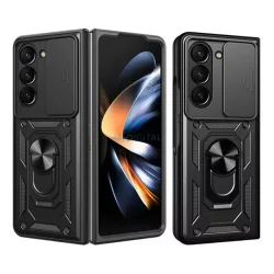   HUSĂ! - Protector de telefon din silicon Defender (rezistent la șocuri, inel de prindere, protector de cameră) BLACK Samsung Galaxy Z Fold7 (SM-F966)