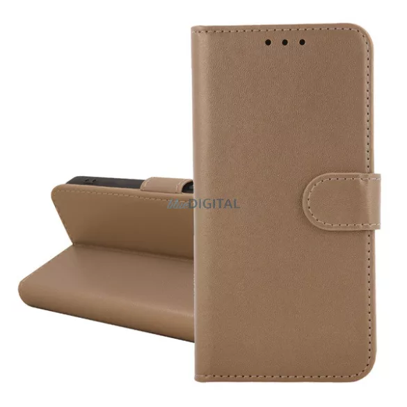 HUSĂ! - Husă Standing, efect piele (FLIP, deschidere laterală, buzunar pentru carduri, suport pentru desktop) GOLD Samsung Galaxy M21 (SM-M215f)