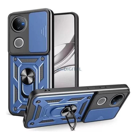 HUSĂ! - Defender silicon protector de telefon (rezistent la șocuri, inel de reținere, protector de cameră) CUTTING BLUE Vivo V50