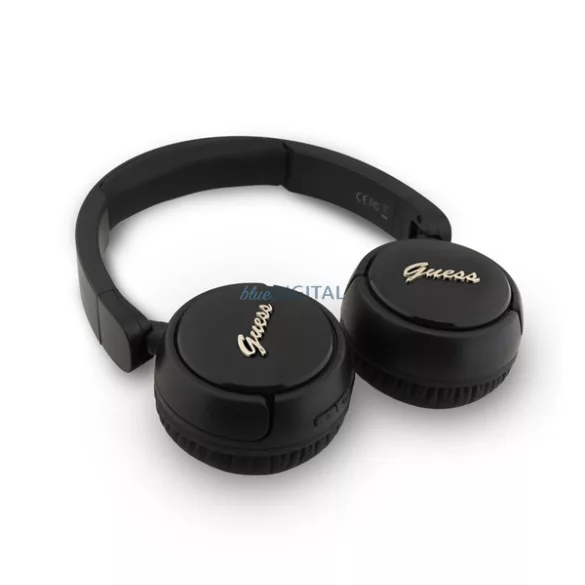 GUESS SCRIPT METAL LOGO căști bluetooth STAR (v5.3, microfon, IPX4 rezistent la apă) NEGRU