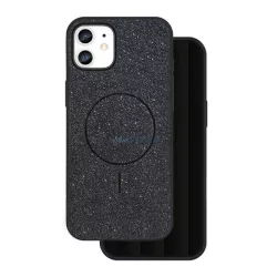   HUSĂ! - Protector de telefon din silicon (spate din plastic, protecție cameră, MagSafe, lucios) BLACK Apple iPhone 12, iPhone 12 Pro