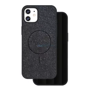 HUSĂ! - Protector de telefon din silicon (spate din plastic, protecție cameră, MagSafe, lucios) BLACK Apple iPhone 12, iPhone 12 Pro