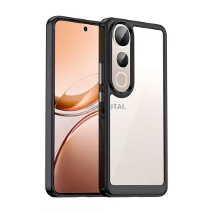 HUSĂ! - Silicon protector de telefon (rezistent la șocuri, spate transparent) BLACK Vivo V50 Lite