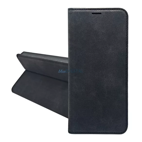 HUSĂ! - Case Standing, efect de piele (FLIP, deschidere laterală, desktop, buzunar pentru carduri, premium) BLACK Xiaomi Redmi Note 14 5G