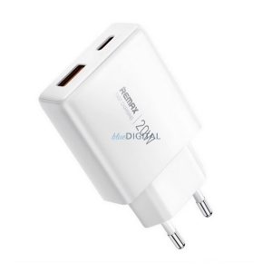 REMAX ULTRA THIN încărcător de rețea USB Type-C (20W, încărcător rapid PD, GaN, ultra-subțire) ALB