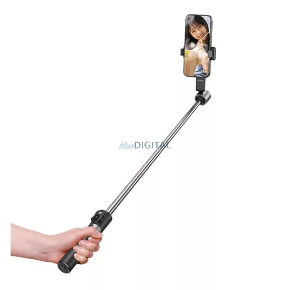 USAMS MINI selfie stick (suport trepied, reglabil, telecomandă bluetooth, 20-100cm, dimensiune 4.7-7") NEGRU
