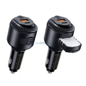 REMAX YATOY încărcător auto USB + priză Type-C (60W, încărcător rapid PD, dispozitiv de îndepărtare a parfumului) NEGRU