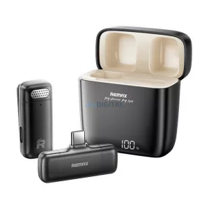 Microfon bluetooth REMAX K13 (Tip-C, LAVALIER clip-on, anulare zgomot + încărcător) NEGRU