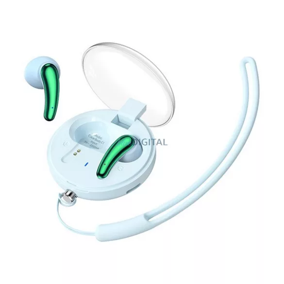 Căști bluetooth REMAX CLEARBUDS STAR (v5.3, TWS, microfon, anulare zgomot + încărcător) LIGHT BLUE