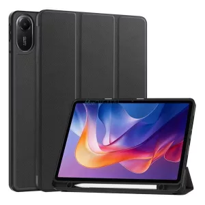 Caz permanent, efect de piele (FLIP activ, deschidere laterală, TRIFOLD, desktop, suport pentru creioane) BLACK Xiaomi Redmi Pad 2