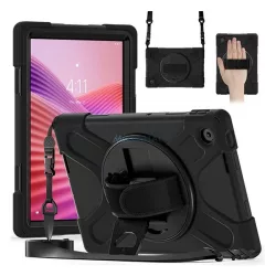   Protecție din plastic Defender pentru telefon (rezistentă la impact, 360° + curea de mână, curea de umăr) BLACK Lenovo Tab 10.1 (TB-311FU)