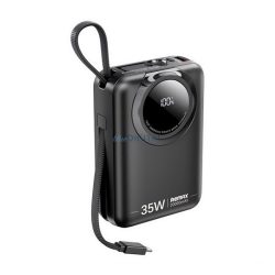   REMAX SCUBA încărcător de urgență Type-C + priză fulger (20000mAh, 35W, încărcător rapid PD, afișaj LED + cablu fix Type-C) NEGRU