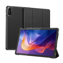   DUX DUCIS DOMO caz în picioare, efect de piele (activ FLIP, deschidere laterală, TRIFOLD, suport desktop, suport creion) BLACK Xiaomi Redmi Pad 2