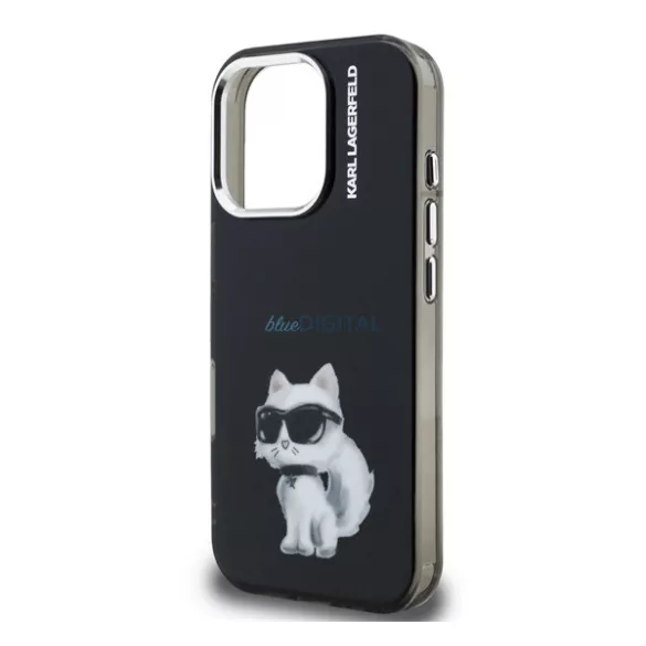 HUSĂ! - KARL LAGERFELD IML AQUARELLE CHOUPETTE silicon telefon protector (rezistent la șocuri, protecția camerei) BLACK Apple iPhone 16 Pro