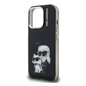 HUSĂ! - KARL LAGERFELD IML AQUARELLE KARL AND CHOUPETTE silicon protector de telefon (rezistent la șocuri, camera de protecție) BLACK Apple iPhone 15 Pro