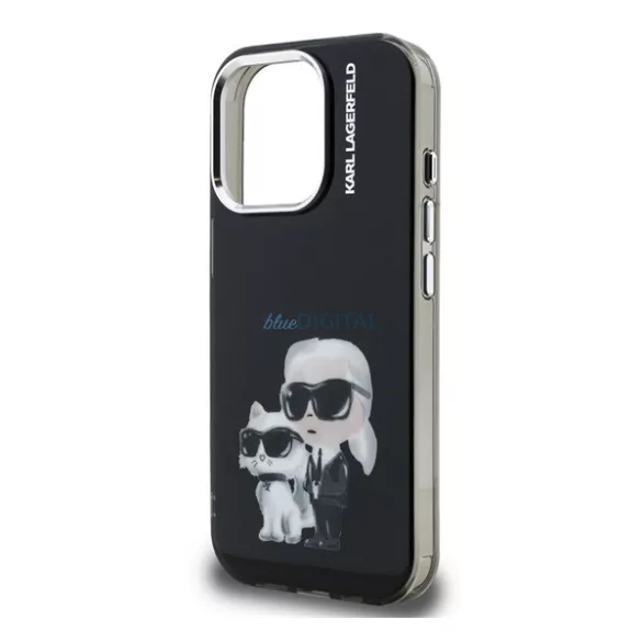 HUSĂ! - KARL LAGERFELD IML AQUARELLE KARL AND CHOUPETTE silicon protector de telefon (rezistent la șocuri, camera de protecție) BLACK Apple iPhone 15 Pro