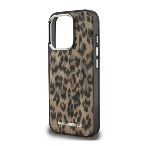 HUSĂ! - KARL LAGERFELD IML LEOPARD MAGSAFE silicon protector de telefon (rezistent la șocuri, protector de cameră, MagSafe, model leopard) BARNA Apple iPhone 16 Pro