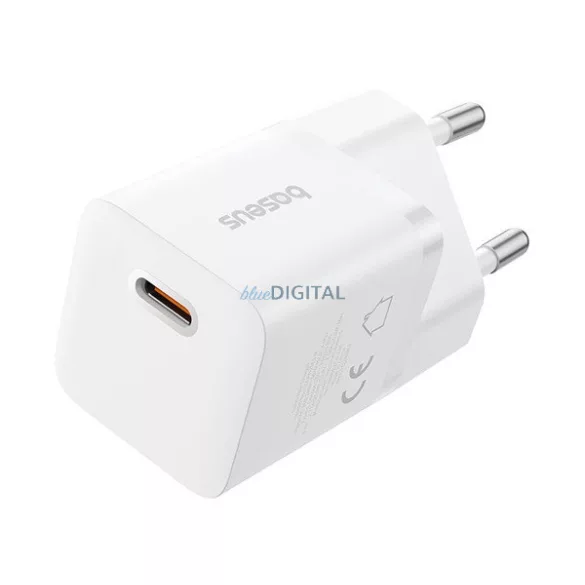 BASEUS GaN5 MINI 1C încărcător de rețea Priza Type-C (25W, încărcător rapid PD, GaN) ALB