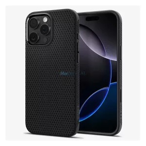 HUSĂ! - SPIGEN LIQUID AIR T silicon telefon protector (rezistent la șocuri, bubble heel, diamant, MagSafe) BLACK Apple iPhone 16 Pro