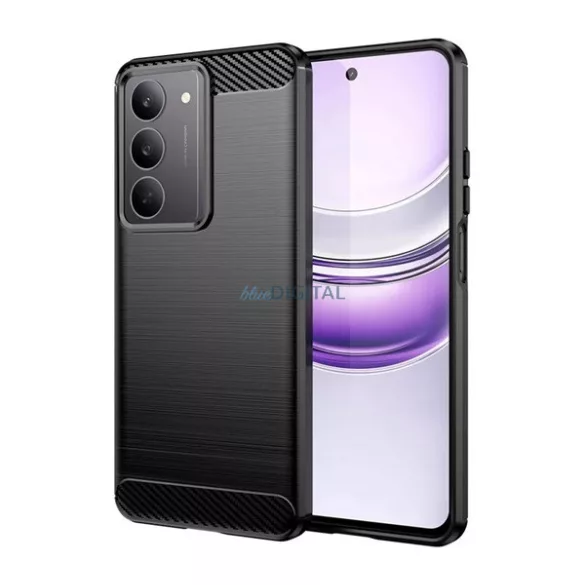 HUSĂ! - Silicon protector de telefon (rezistent la impact, bubble heel, periat, model de carbon) BLACK Realme C75 4G