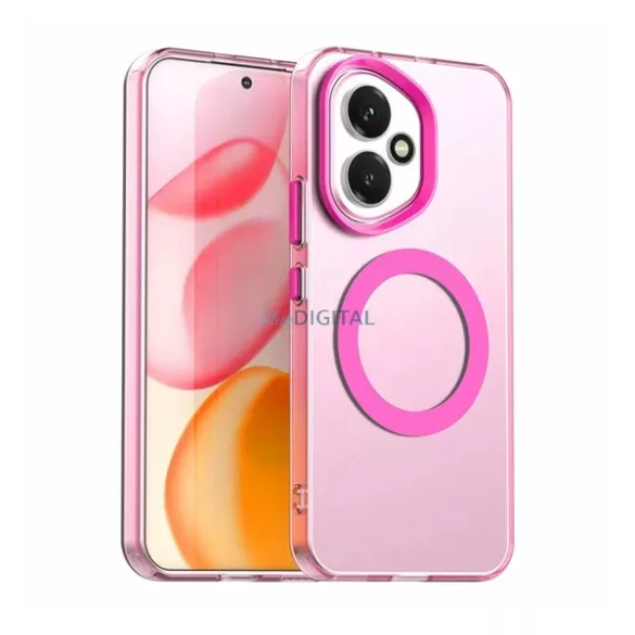 HUSĂ! - Silicon protector pentru telefon (rezistent la șocuri, spate din plastic, protector pentru cameră, MagSafe) CULOARE ROSE Honor 400