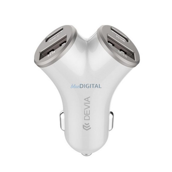 Încărcător auto DEVIA EXTREME METAL 2 prize USB+2 Type-C (48W, încărcător rapid PD 3.0)