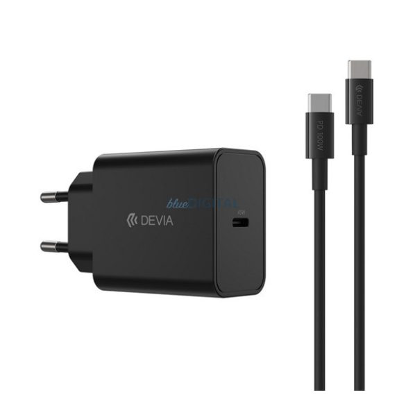 DEVIA ROCKET încărcător de rețea cu priză Type-C (45W, încărcător rapid PD + cablu Type-C) ALB