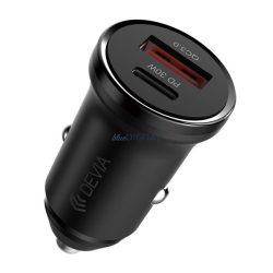  DEVIA SMART MINI încărcător auto USB+Type-C (30W, încărcător rapid PD 3.0) NEGRU