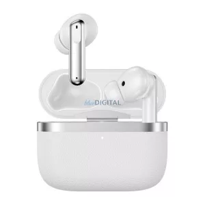 DEVIA ULTRA1 căști bluetooth STAREO (v5.4, TWS, microfon, anulare activă a zgomotului, efect piele + încărcător) ALB