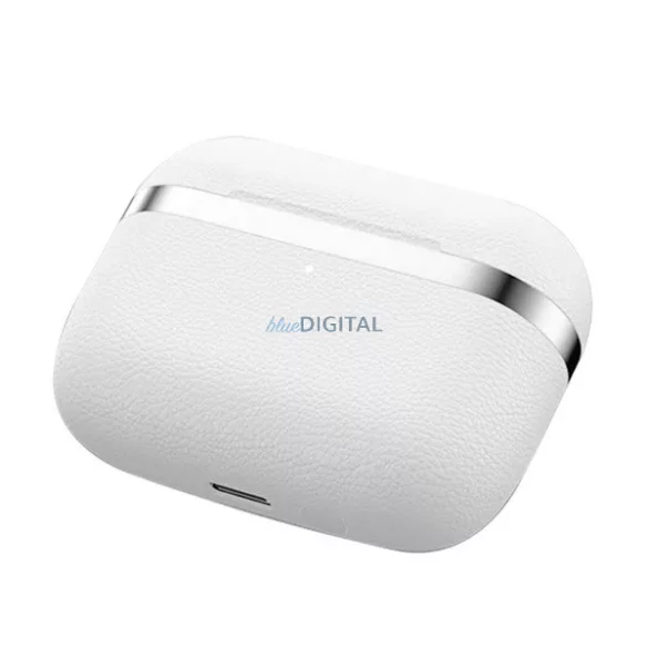 DEVIA ULTRA1 căști bluetooth STAREO (v5.4, TWS, microfon, anulare activă a zgomotului, efect piele + încărcător) ALB