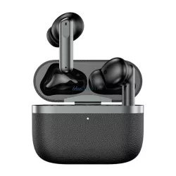   DEVIA ULTRA1 căști bluetooth STAREO (v5.4, TWS, microfon, anulare activă a zgomotului, efect piele + încărcător) NEGRU