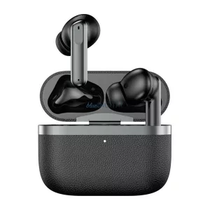 DEVIA ULTRA1 căști bluetooth STAREO (v5.4, TWS, microfon, anulare activă a zgomotului, efect piele + încărcător) NEGRU