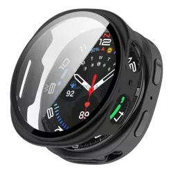   Cadru din plastic (BUMPER, rezistență la șocuri + sticlă de protecție a ecranului) BLACK Samsung Galaxy Watch 8 eSIM 44mm (SM-L335), Galaxy Watch 8 44mm (SM-L330)