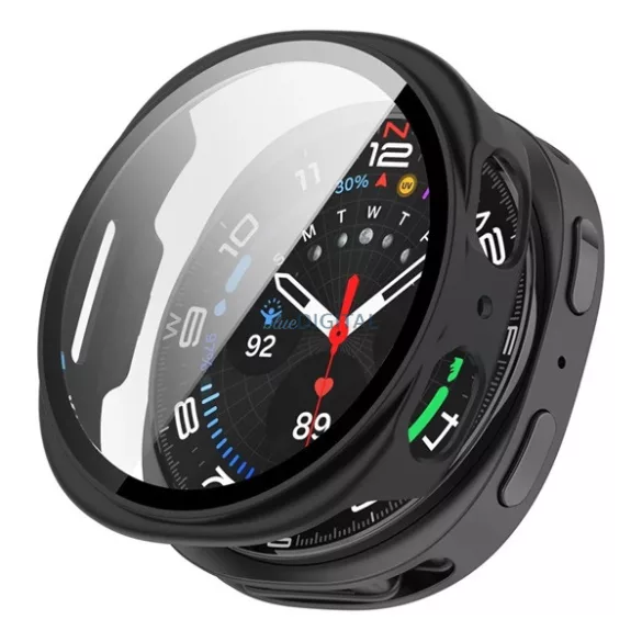 Cadru din plastic (BUMPER, rezistență la șocuri + sticlă de protecție a ecranului) BLACK Samsung Galaxy Watch 8 eSIM 40mm (SM-L325), Galaxy Watch 8 40mm (SM-L320)