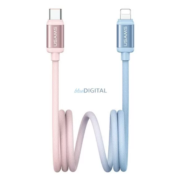 Cablu de date USAMS BICOLOR (Tip-C - Lightning, 30W, încărcător rapid PD, 120cm) BLUE/RED