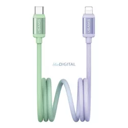   Cablu de date USAMS BICOLOR (Tip-C - fulger, 30W, încărcător rapid PD, 120cm) GREEN/LILY