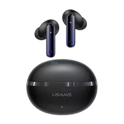   USAMS ECHO E02 căști bluetooth STAREO (v5.3, TWS, anulare activă a zgomotului + încărcător) NEGRU