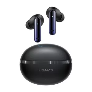 USAMS ECHO E02 căști bluetooth STAREO (v5.3, TWS, anulare activă a zgomotului + încărcător) NEGRU