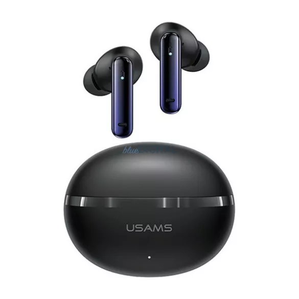 USAMS ECHO E02 căști bluetooth STAREO (v5.3, TWS, anulare activă a zgomotului + încărcător) NEGRU
