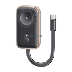   Încărcător de urgență USAMS (1200mAh, 2.5W, încărcător rapid, MagSafe, încărcător Apple Watch, indicator LED + cablu fix Type-C) NEGRU