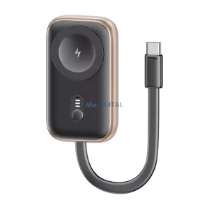Încărcător de urgență USAMS (1200mAh, 2.5W, încărcător rapid, MagSafe, încărcător Apple Watch, indicator LED + cablu fix Type-C) NEGRU