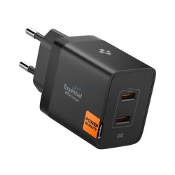   Încărcător de rețea SPIGEN ESSENTIAL 2 prize USB (47W, GaN, PD fast charger 3.0) NEGRU